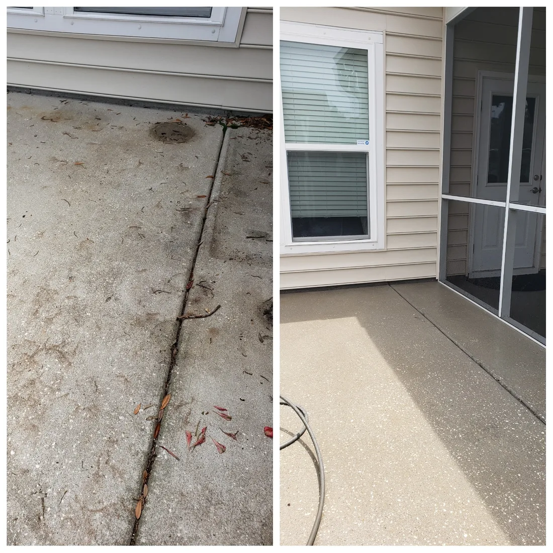 Backyard before and after maintenance work